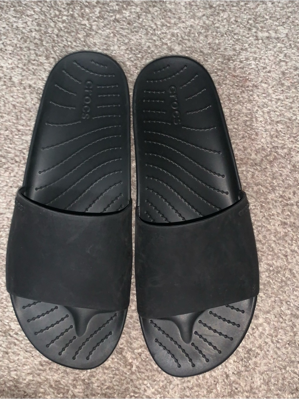 CROCS Black Slide Sandals with Textured Footbed